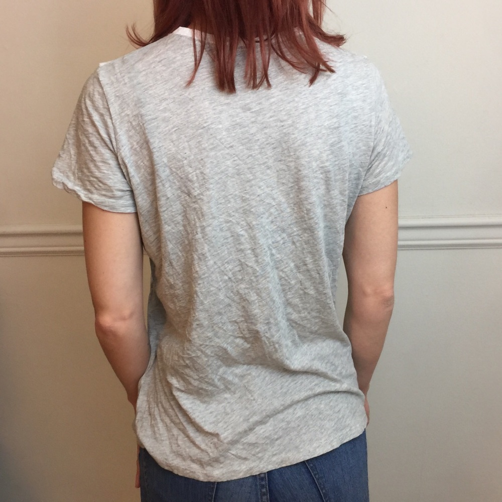 VINCE White Gray Color Block T-Shirt Blouse Top - Picture 6 of 8